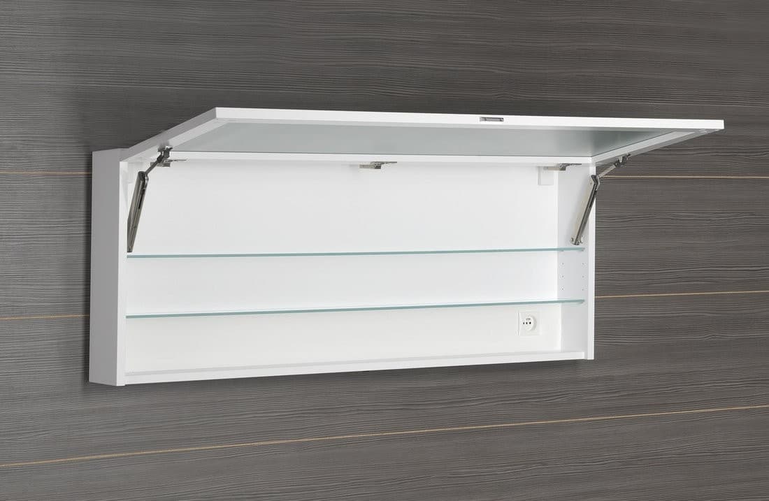 CLOE szafka z lustrem LED, 120x50x18cm, biały połysk