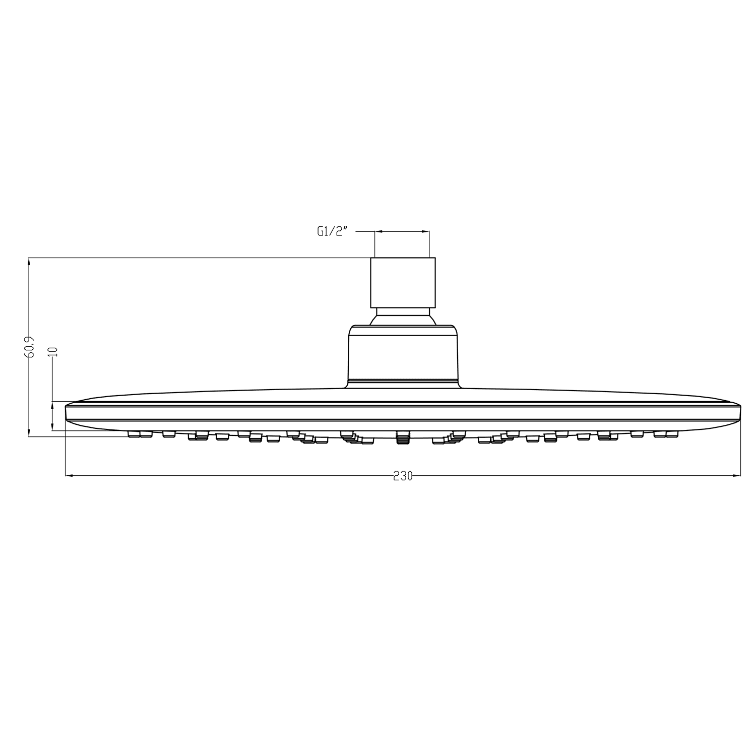 Deszczownia 230mm, okrągła głowica prysznicowa ABS/chrom