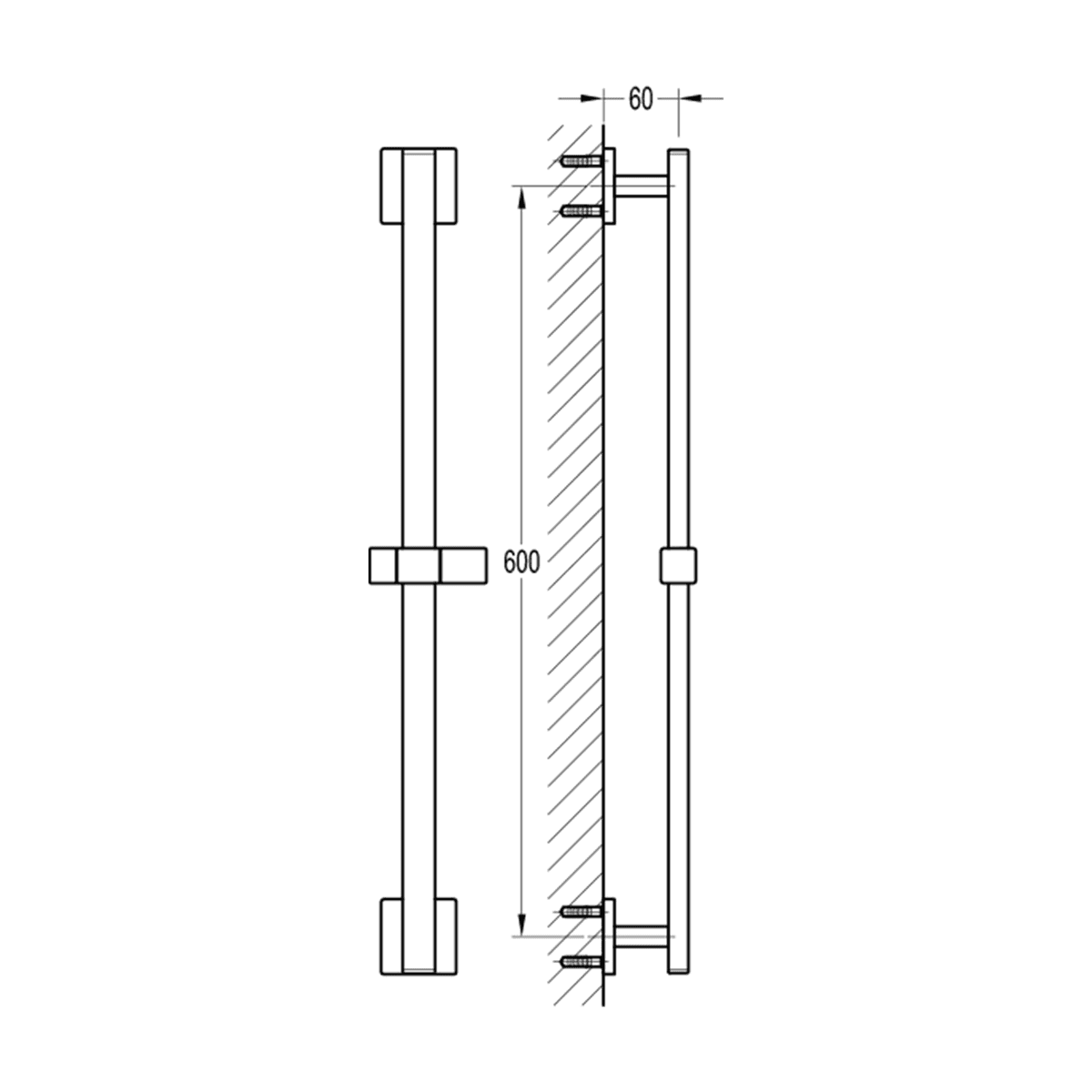 Drążek prysznicowy przesuwny uchwyt 660mm chrom