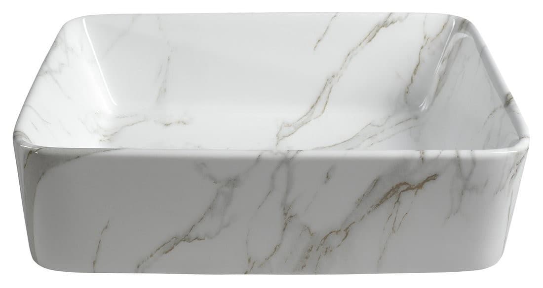 DALMA umywalka ceramiczna 48x13 cm, marmur carrara