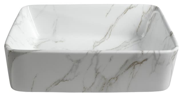 DALMA umywalka ceramiczna 48x13 cm, marmur carrara