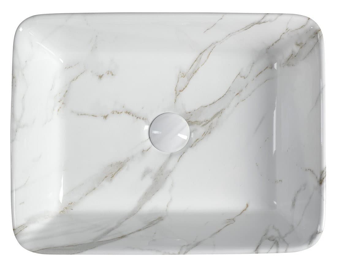 DALMA umywalka ceramiczna 48x13 cm, marmur carrara