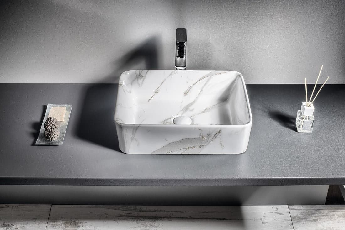 DALMA umywalka ceramiczna 48x13 cm, marmur carrara