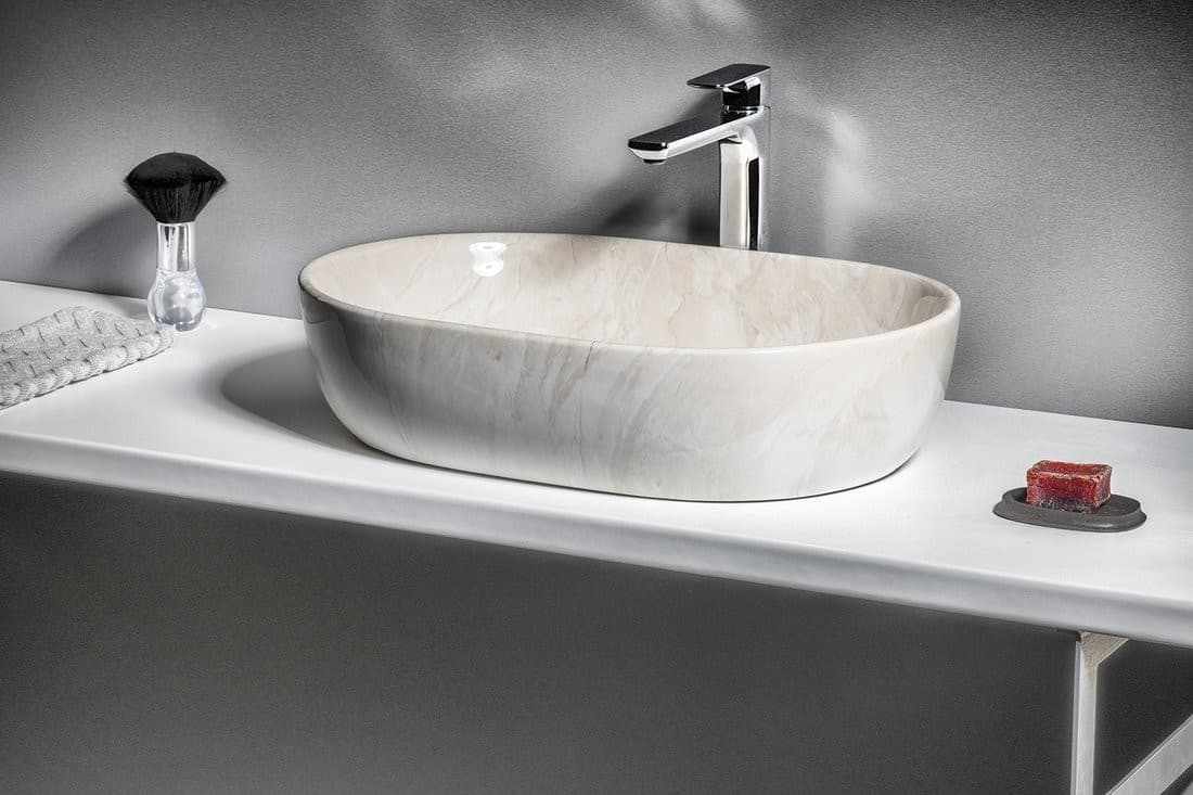 DALMA umywalka ceramiczna marmurowa 59x14x42 cm