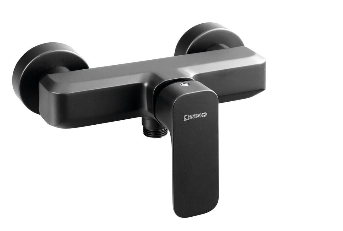 SPY bateria prysznicowa naścienna 150 mm, czarny matowy