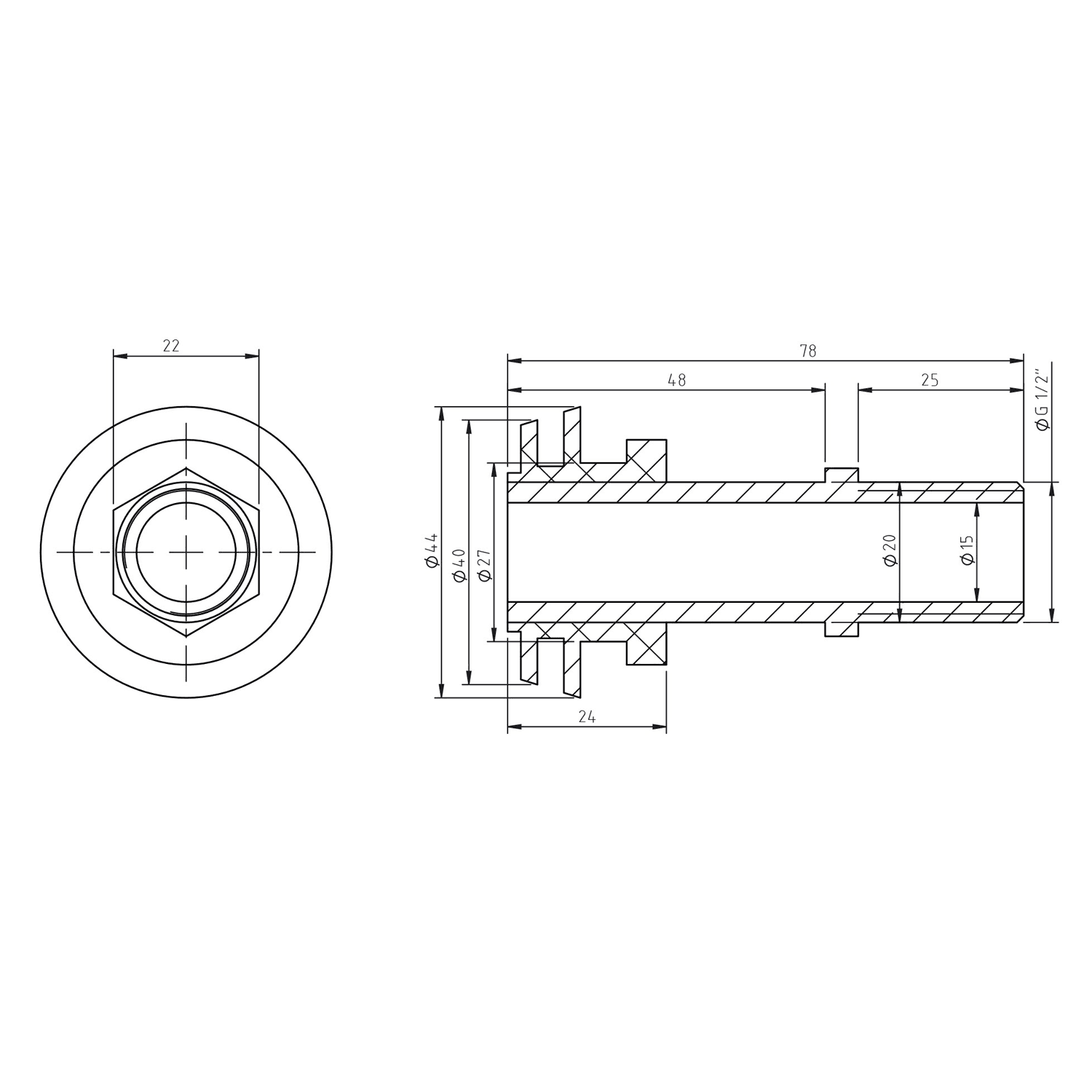 Armatura do pisuaru z tylnym odpływem 1/2''