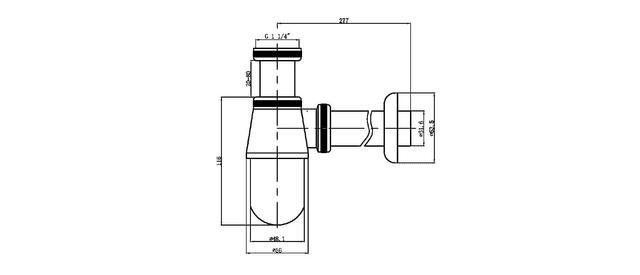 Syfon umywalkowy 5/4´´ niski chrom 32 mm