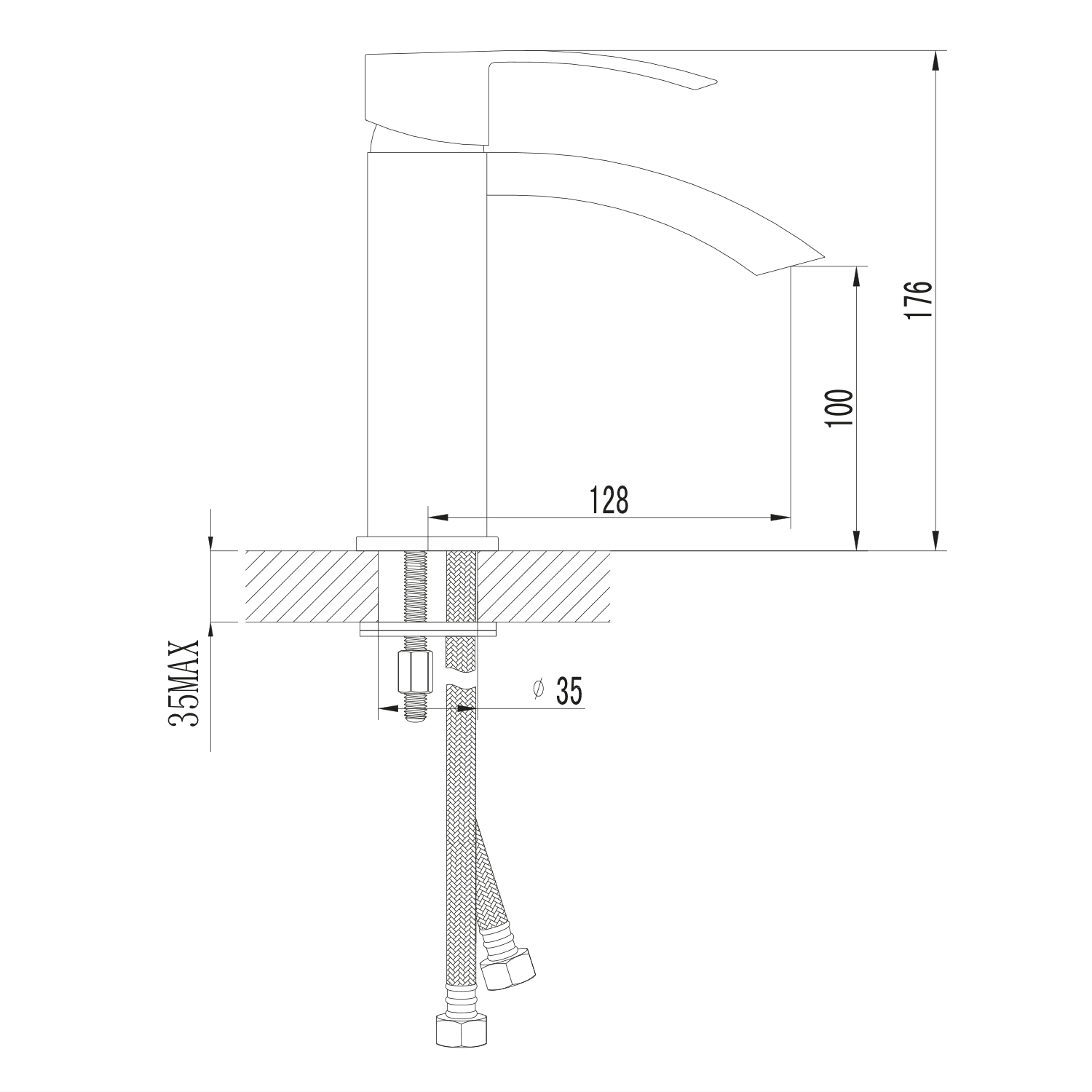 GINKO bateria umywalkowa bez odpływu, chrom 176mm