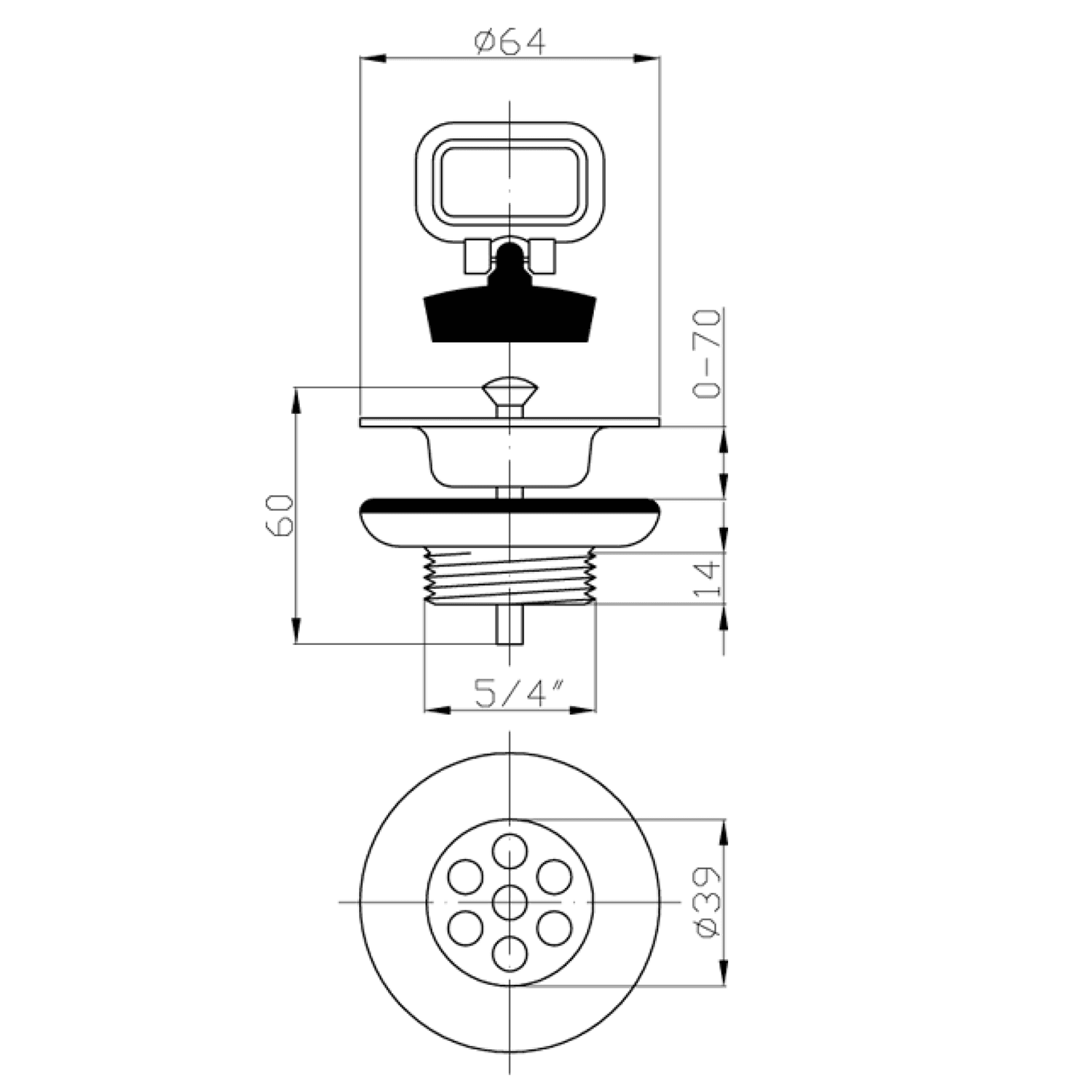 Sitko spustowe umywalkowe z uchem 6820