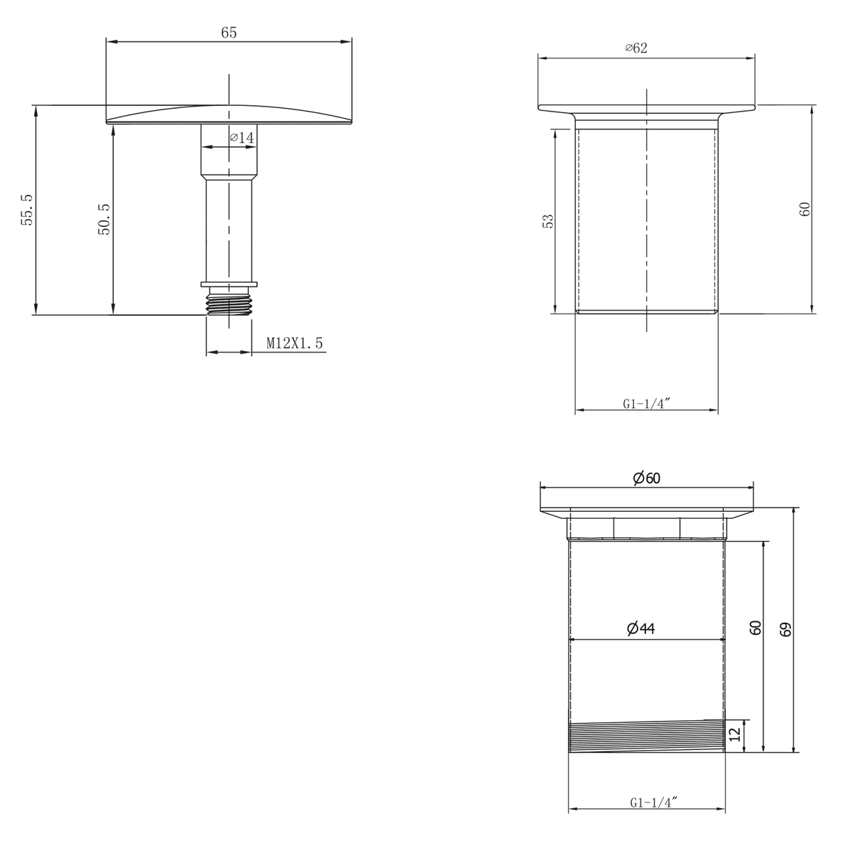 Korek umywalkowy niezamykany klik-klak 5/4'' chrom