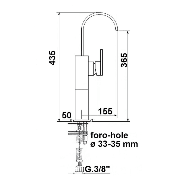 TRIUMPH wysoka bateria umywalkowa bez odpływu, chrom