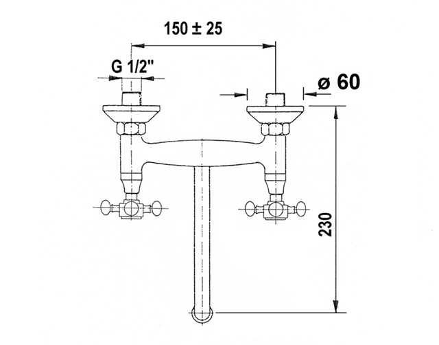 ANTEA bateria naścienna złota, 150 mm