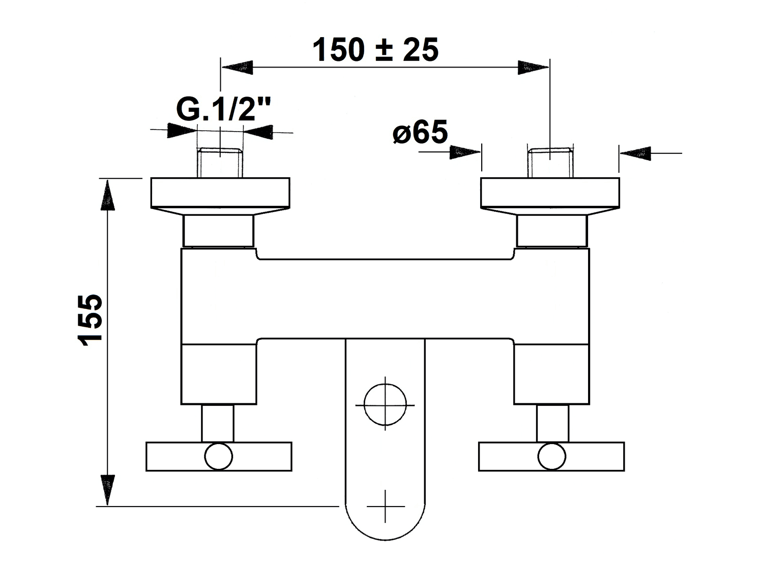 AXIA bateria wannowa naścienna, chrom, 150 mm