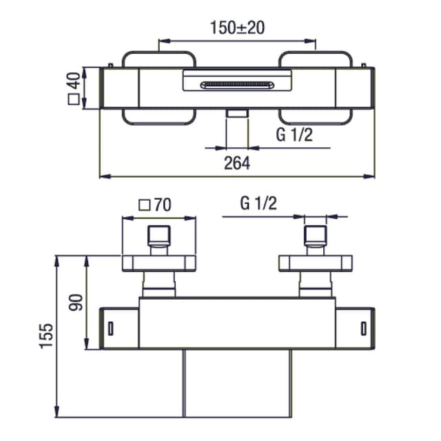 DIMY Bateria wannowa termostatyczna kaskadowa chrom (UN57306)