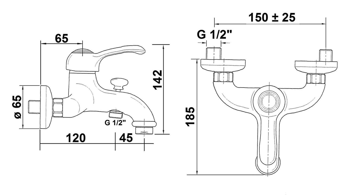 CANTINO bateria wannowa naścienna, chromowany design