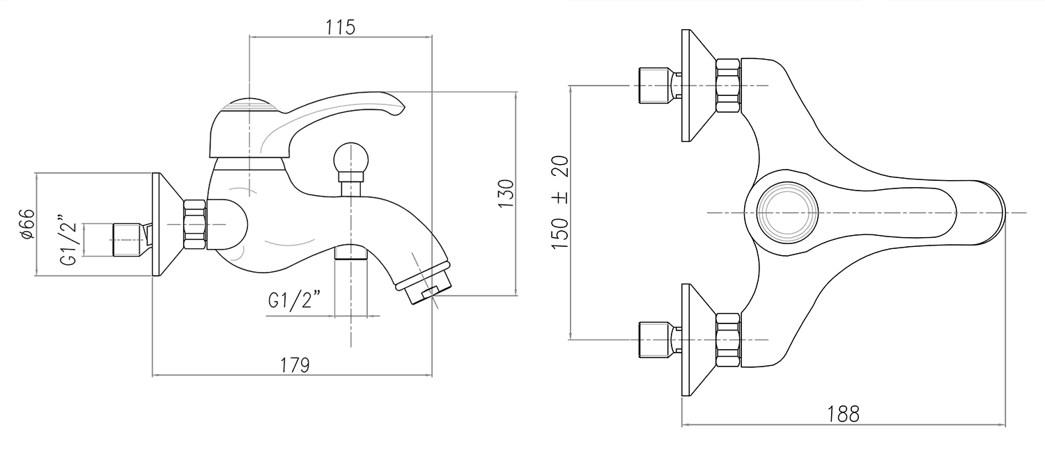 KIRKÉ wannowa bateria brązowa 150 mm