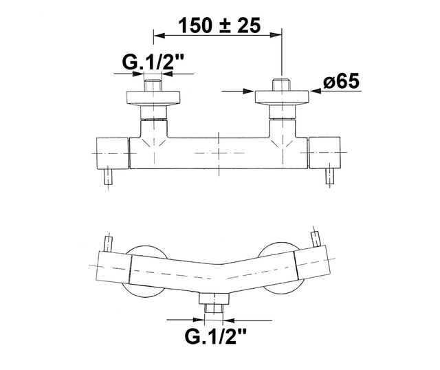 AIRTECH bateria prysznicowa naścienna chrom 150 mm