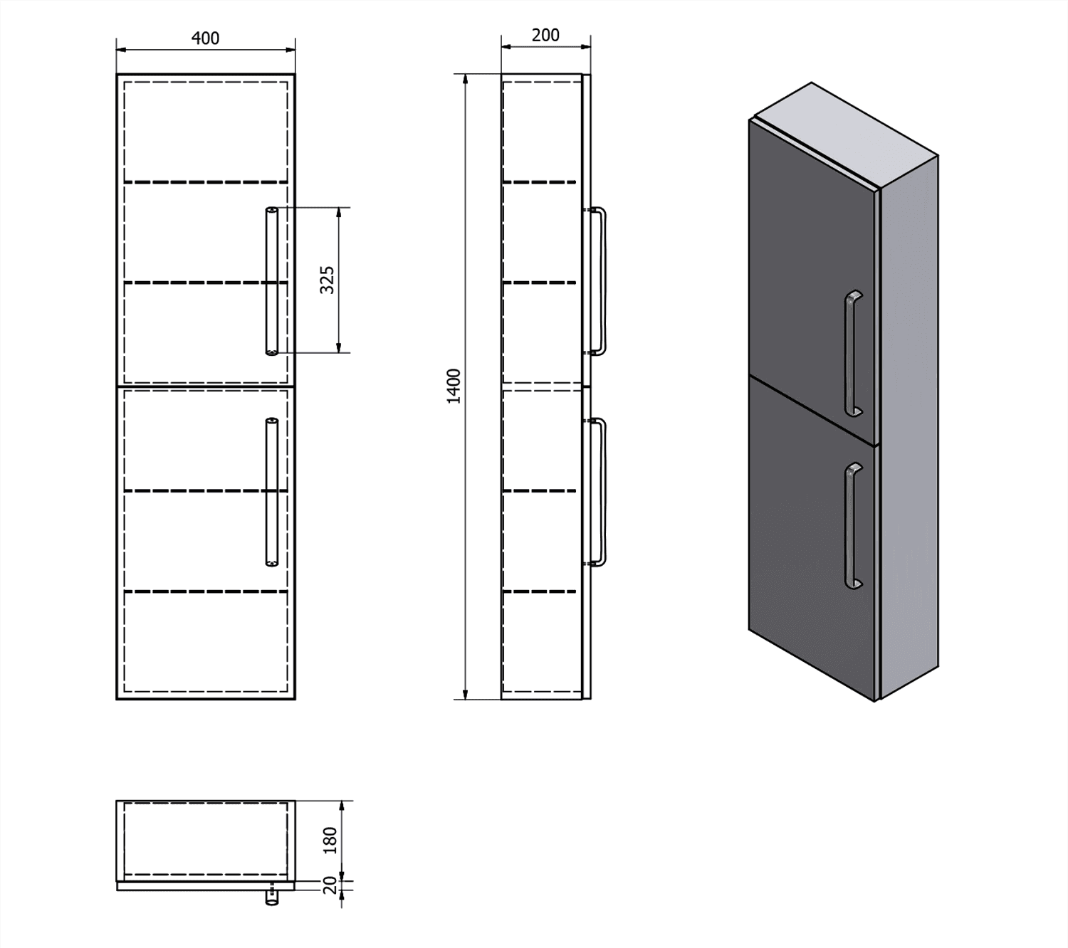 THEIA wysoka szafka do łazienki 40x140, sosna rustikalna