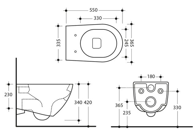 AQUATECH WC wiszące Rimless 36,5x55cm