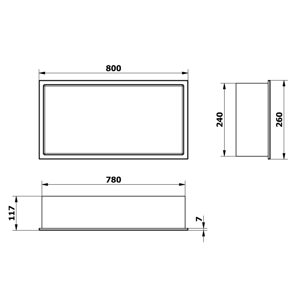 INSERTA półka wpuszczana, marmurowa 800x260 mm