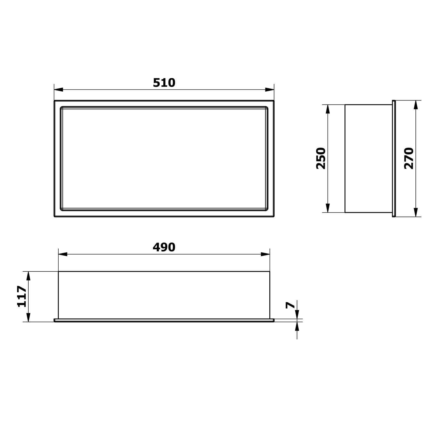 INSERTA wpuszczana półka do płytek, marmurowa 510x270 mm