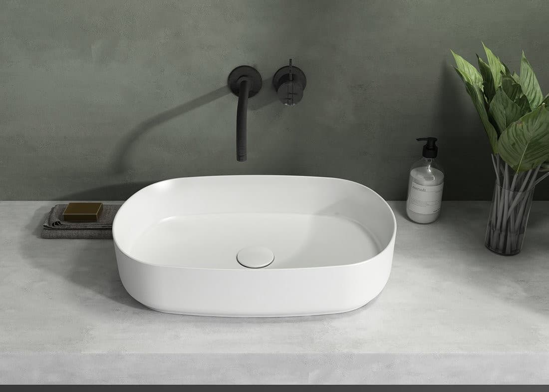 INFINITY OVAL umywalka nablatowa ceramiczna 55x36 cm