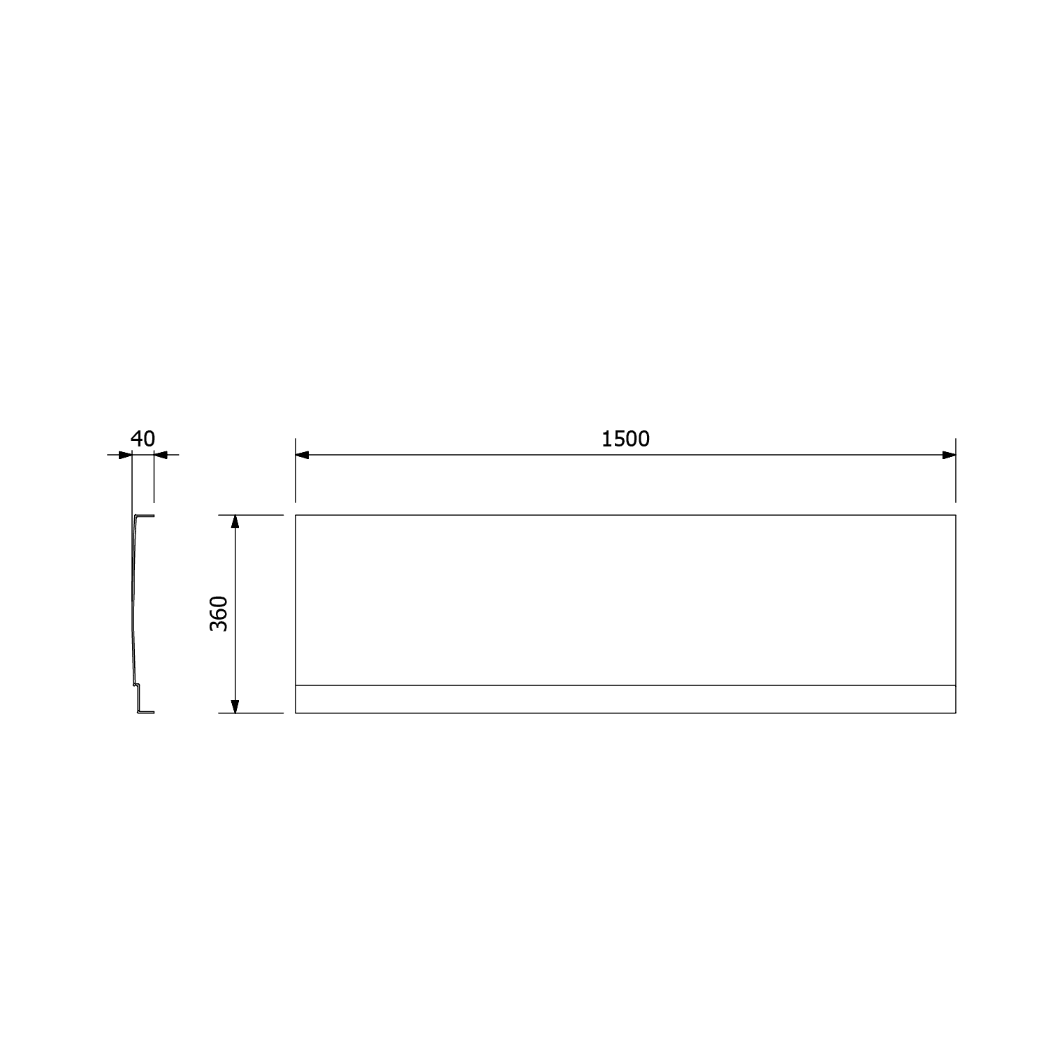 DEEP PLAIN NIKA obudowa, 150x36cm z ABS i PMMA