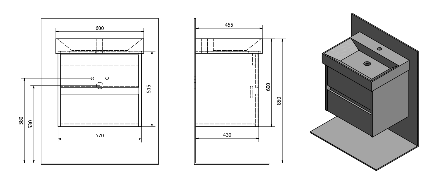 NIRONA szafka umywalkowa 57x51,5cm, biały (NR060)