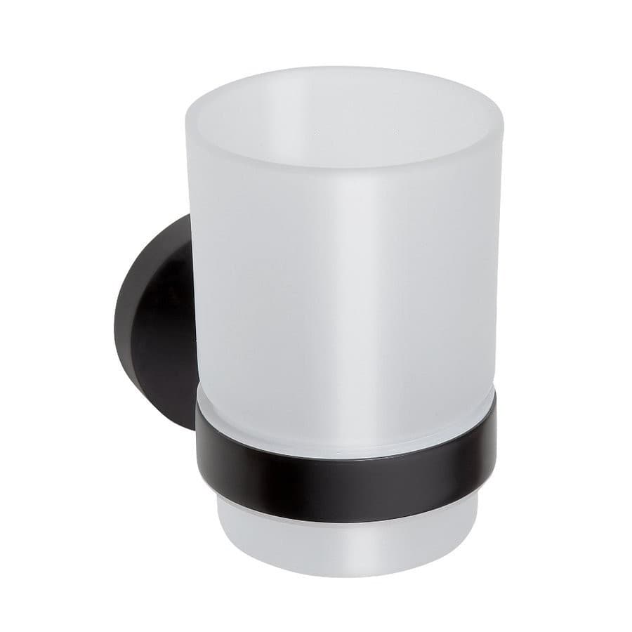 X-ROUND BLACK kubek szklany mleczny matowy