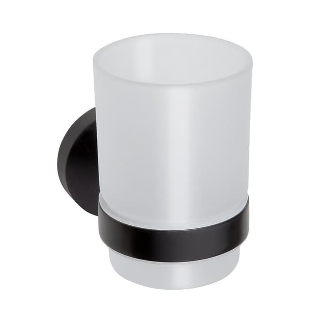 X-ROUND BLACK kubek szklany mleczny matowy