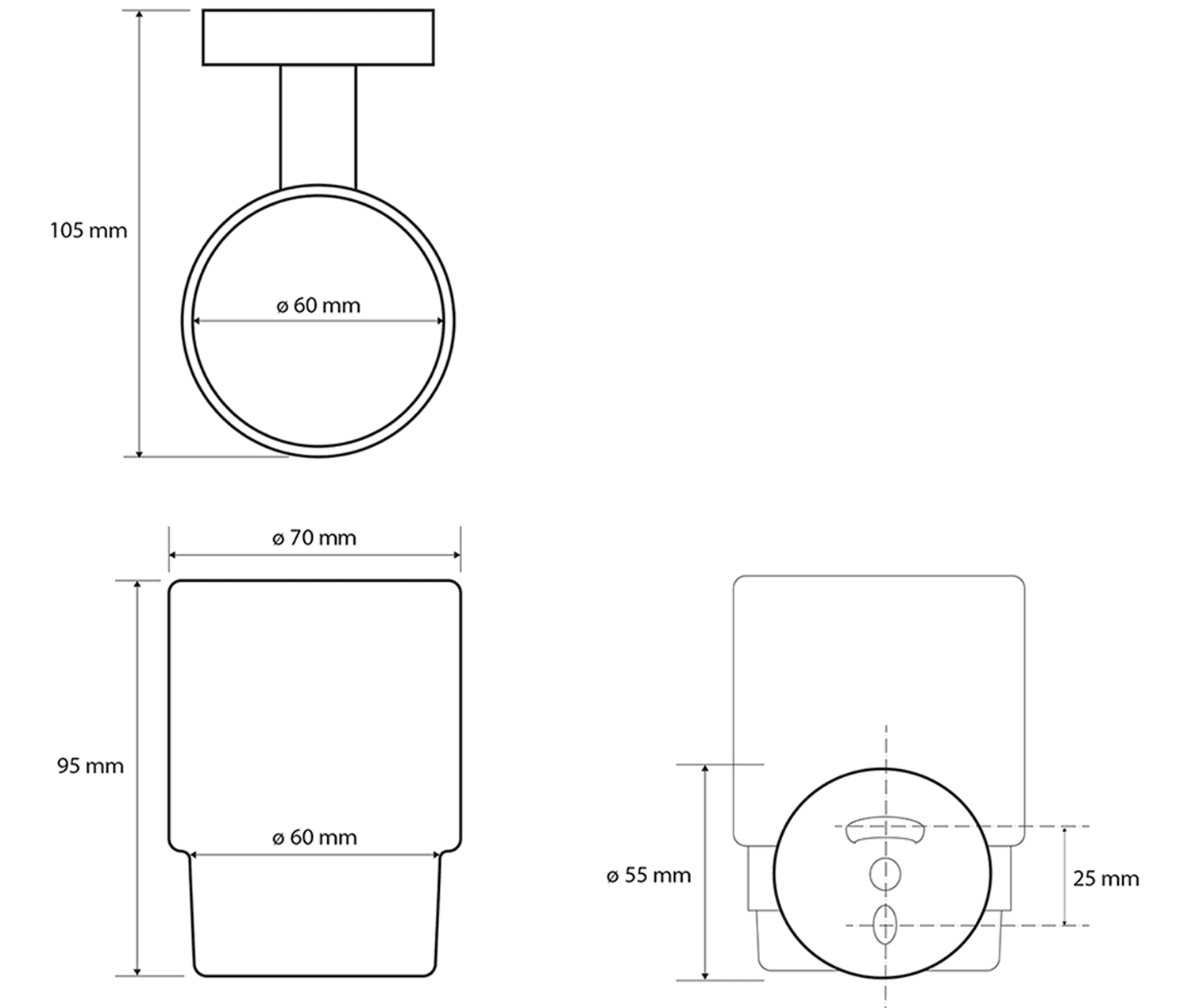 X-ROUND BLACK kubek szklany mleczny matowy