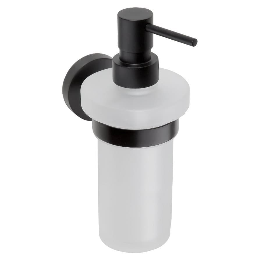 X-ROUND BLACK dozownik mydła 250ml, szkło mleczne