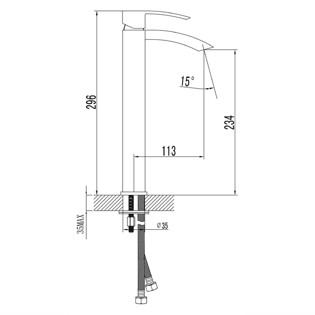 GINKO 25 wysoka bateria umywalkowa, czarny mat