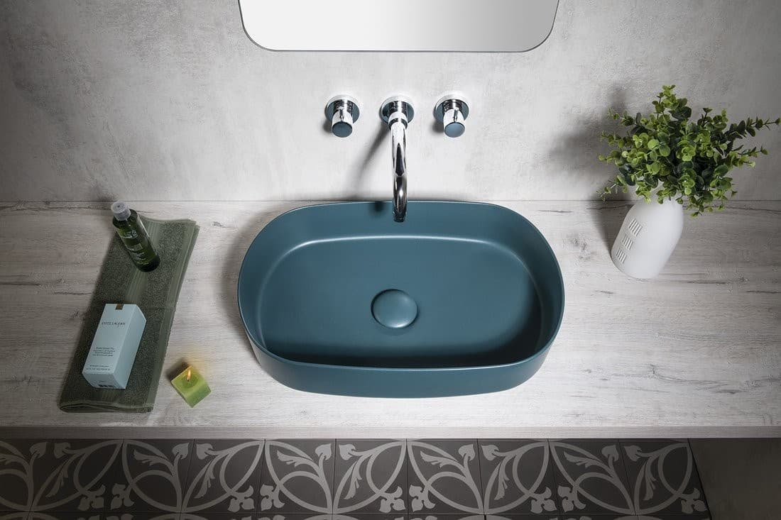 INFINITY OVAL umywalka ceramiczna nablatowa 55x36 cm