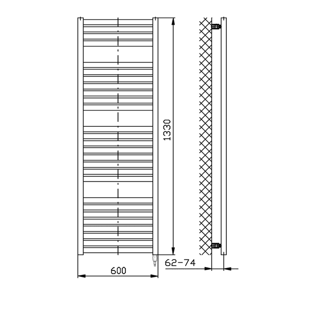 TONDI-E grzejnik elektryczny 600x1330 mm 600W matowy czarny