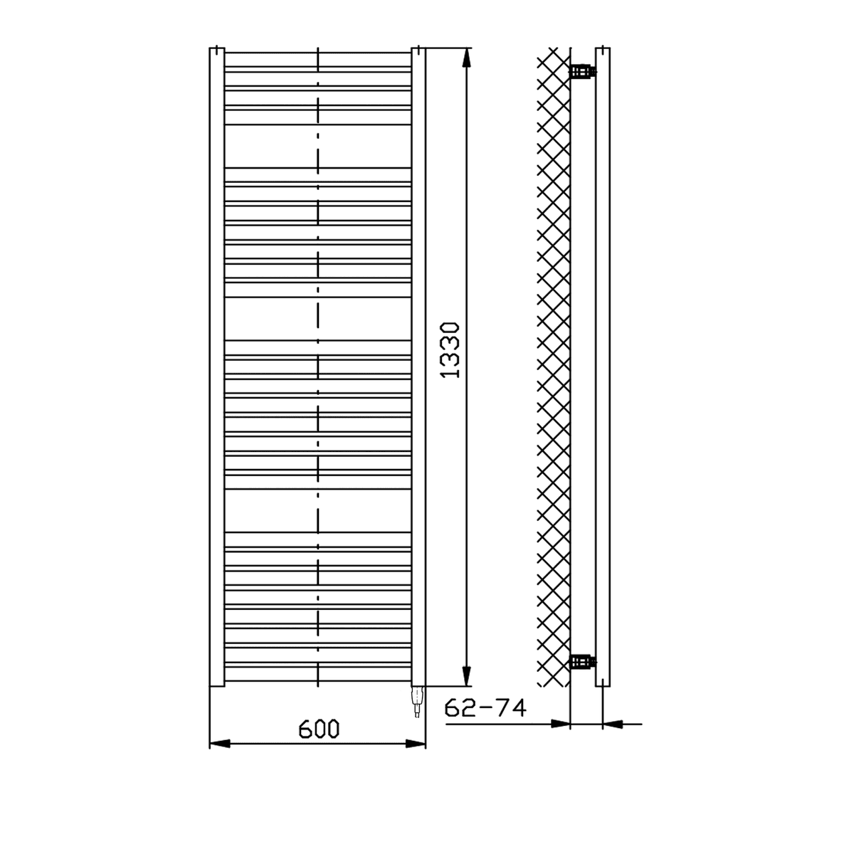 TONDI-E grzejnik elektryczny 600x1330 mm 600W biały