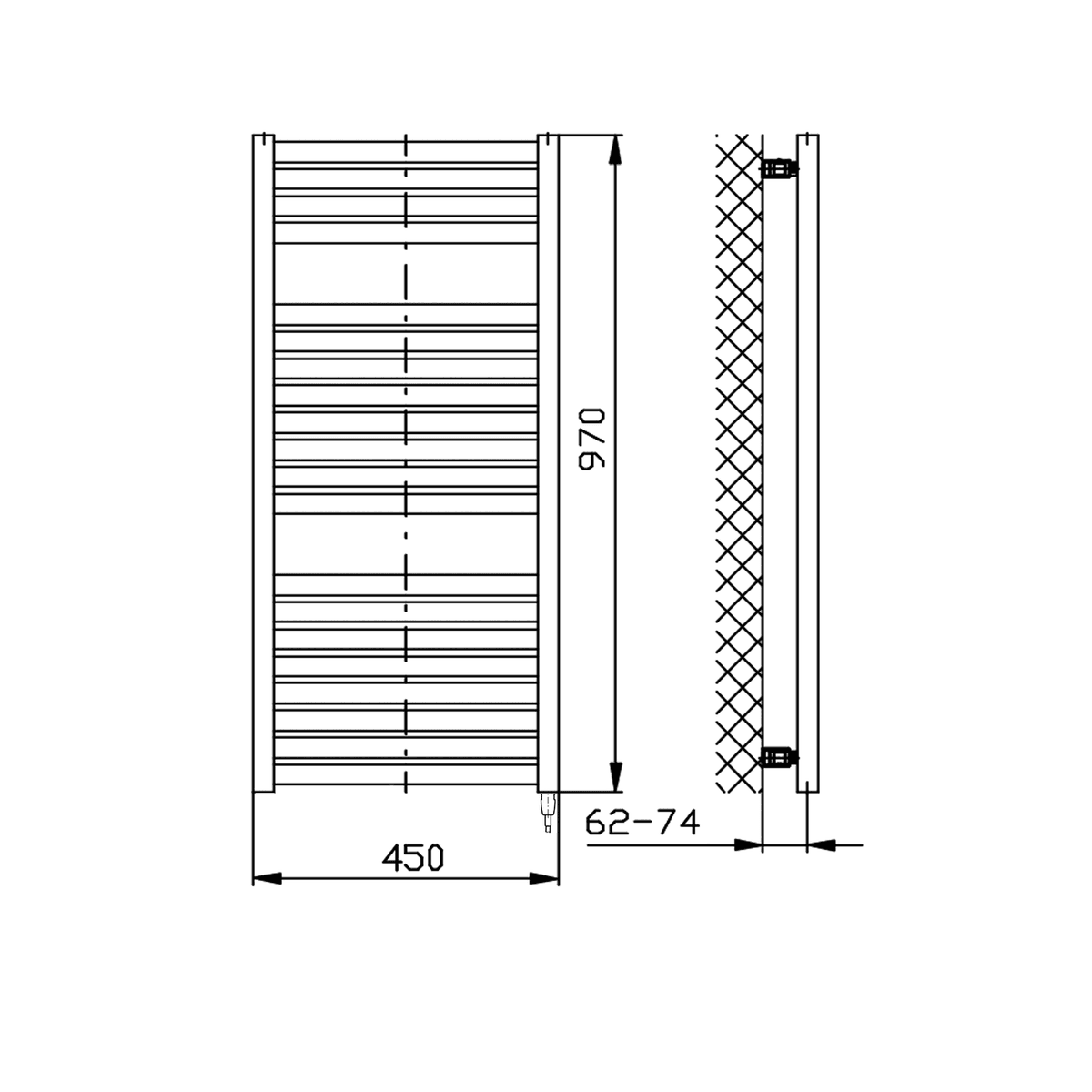 TONDI-E grzejnik elektryczny 450x970 mm, 300W