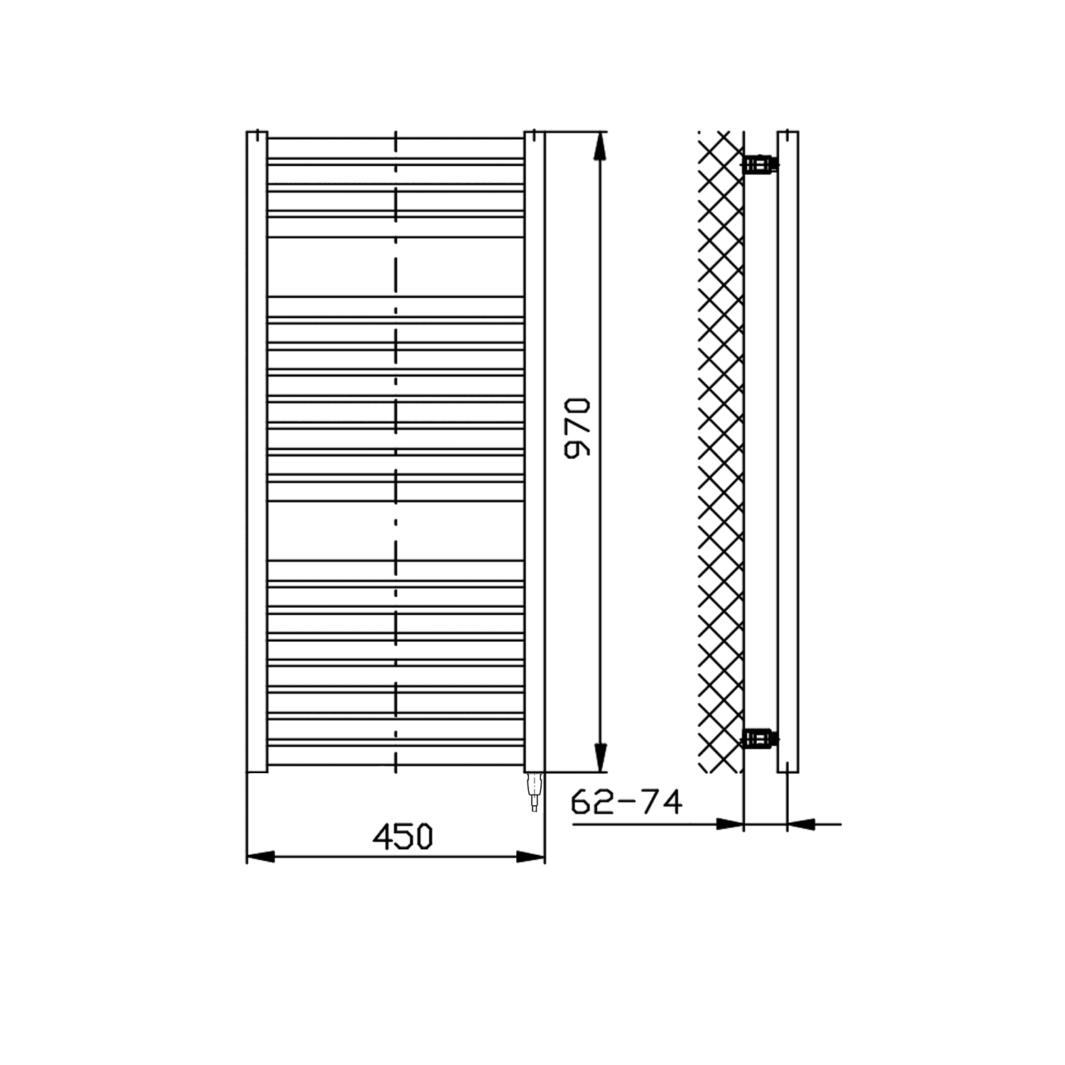 TONDI-E grzejnik elektryczny 450x970 mm, 300W