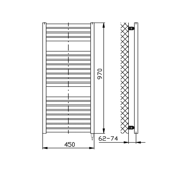 TONDI-E grzejnik elektryczny 450x970 mm, 300W