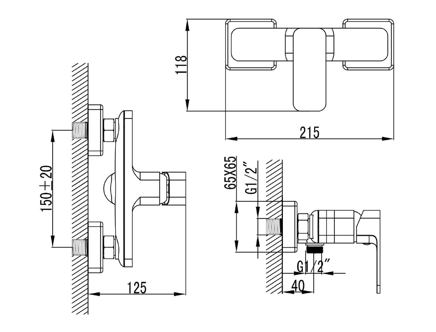 FACTOR bateria prysznicowa ścienna, chromowana