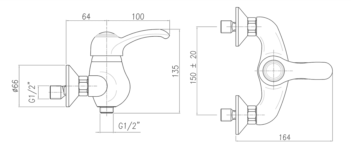 KIRKÉ Bateria prysznicowa brązowa 150 mm