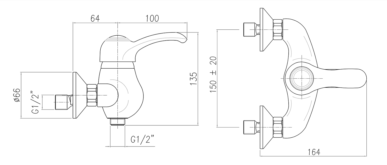 KIRKÉ Bateria prysznicowa brązowa 150 mm