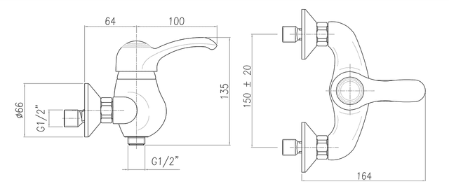 KIRKÉ Bateria prysznicowa brązowa 150 mm