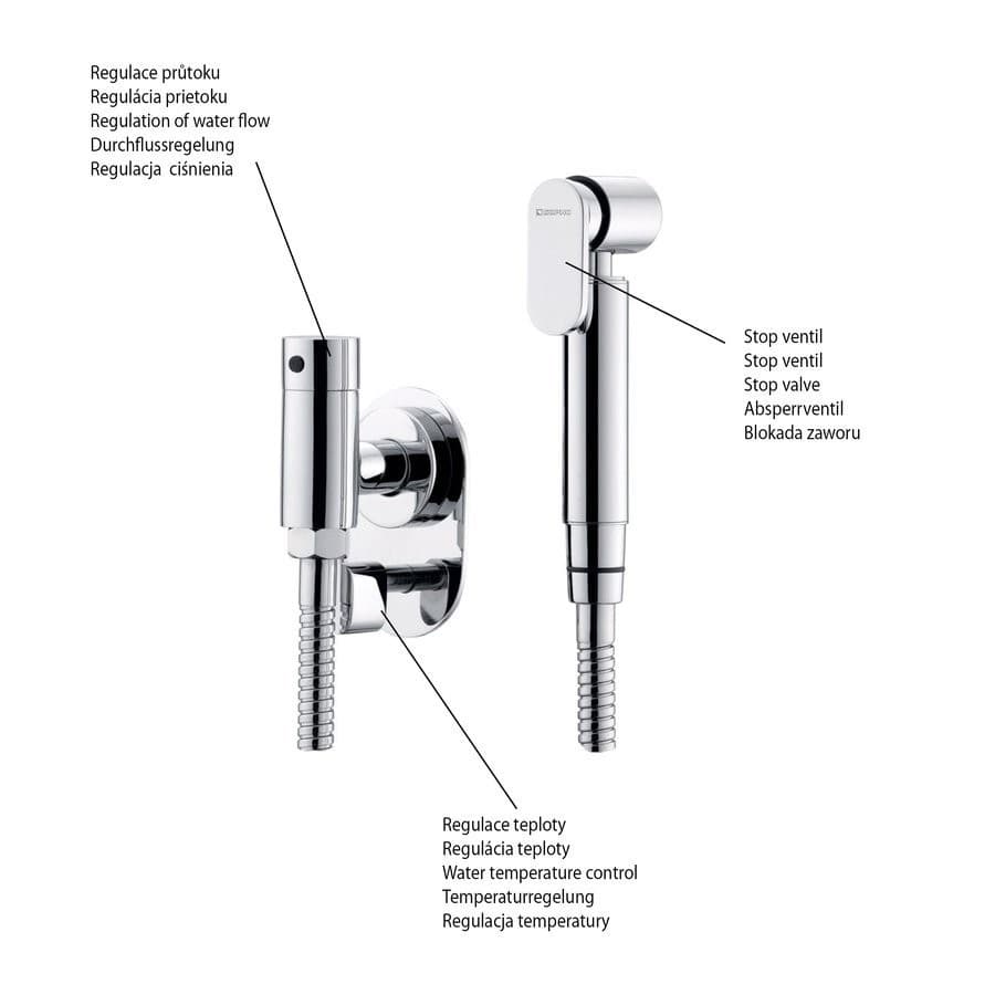 Prysznic bidetowy z uchwytem chromowany