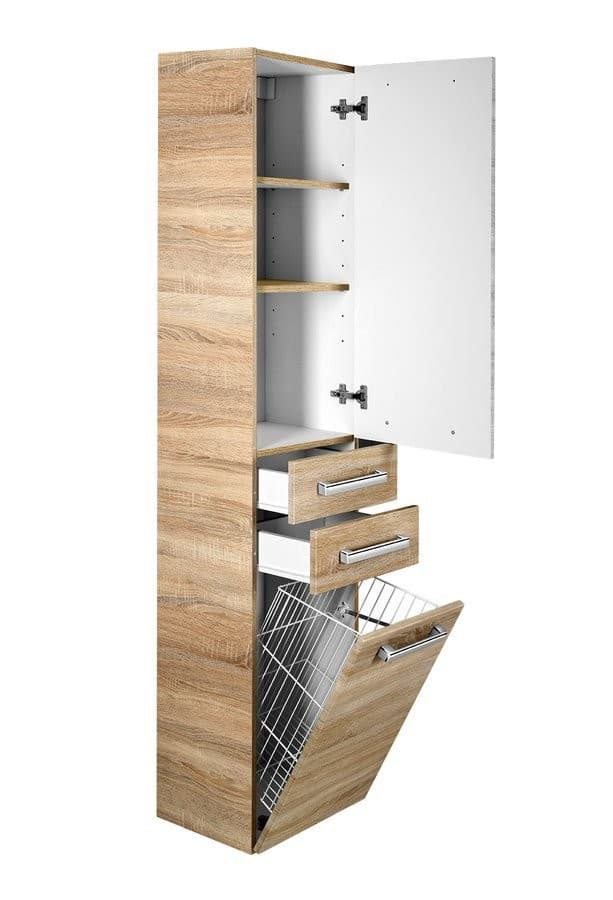 VEGA Szafka wysoka z koszem 40x184x31cm dąb platin