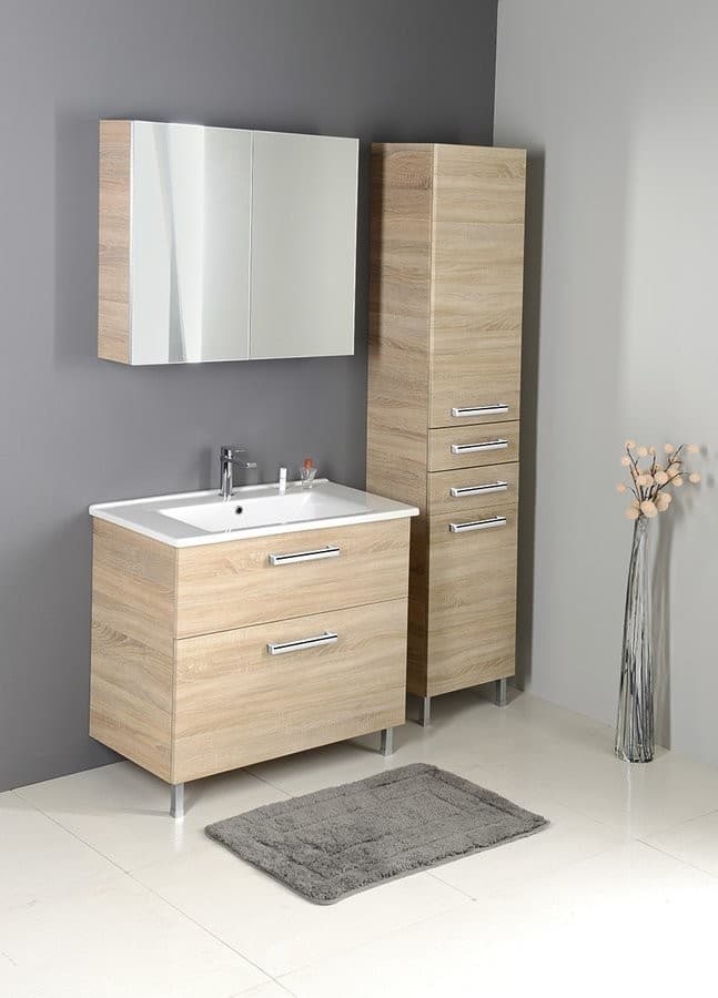 VEGA Szafka wysoka z koszem 40x184x31cm dąb platin