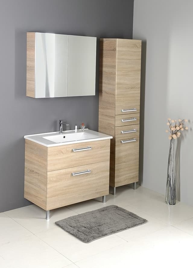 VEGA Szafka wysoka z koszem 40x184x31cm dąb platin
