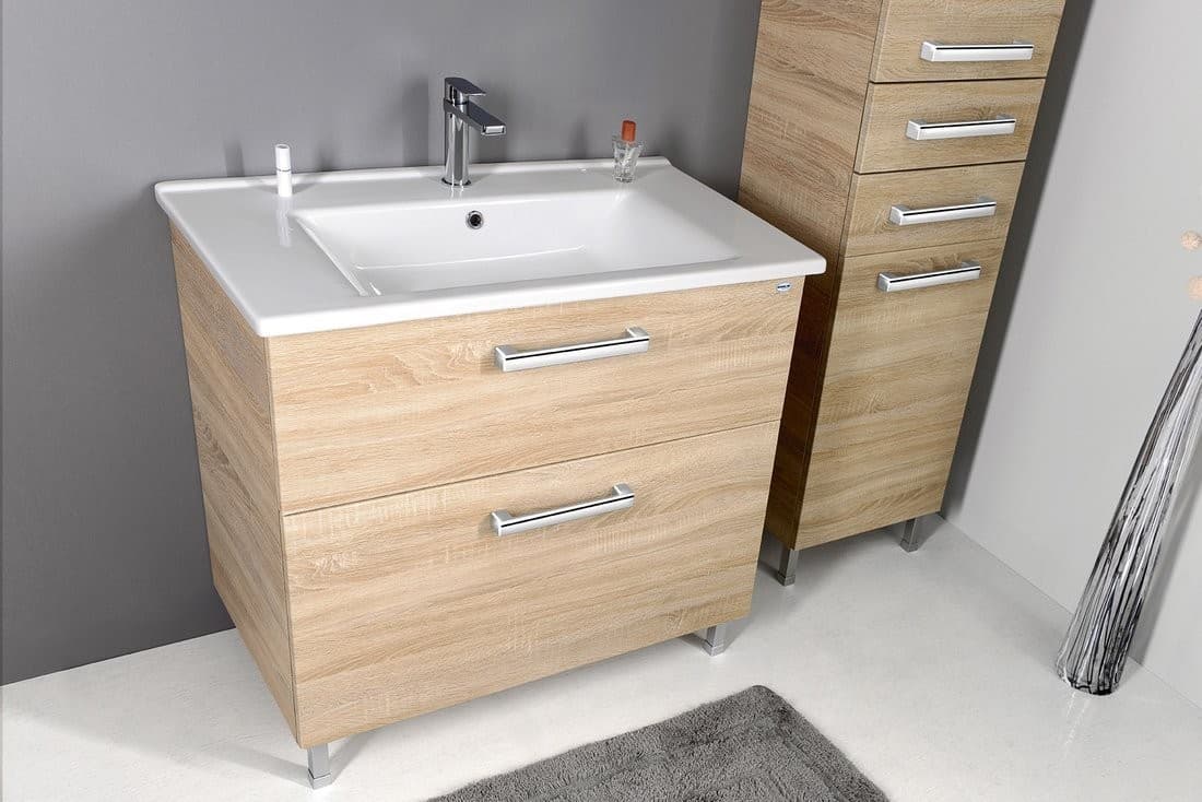 VEGA Szafka wysoka z koszem 40x184x31cm dąb platin