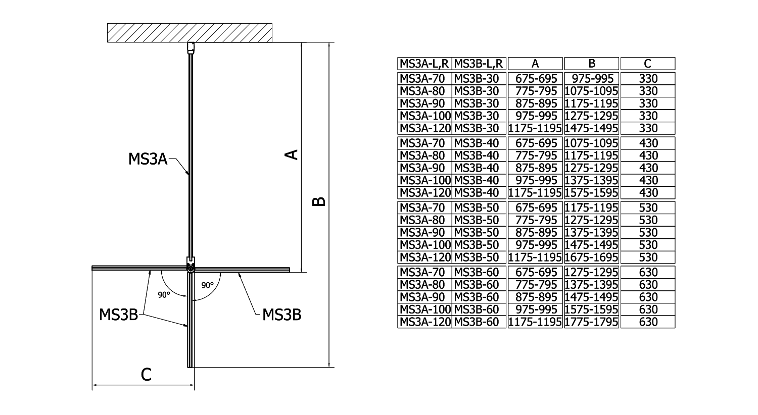 MODULAR SHOWER ścianka do panela obrotowego 1000 mm
