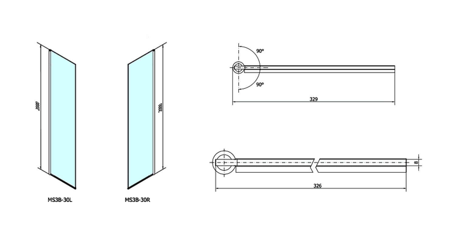 MODULAR SHOWER panel obrotowy 300 mm do modułu MS3